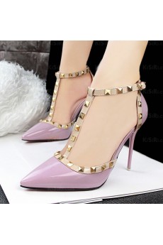 Fashion Purple Pointed Toe Stiletto Heel Evening Shoes with Rivet (High Heel)