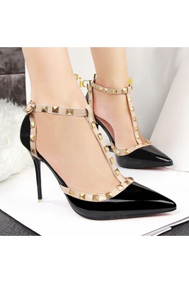 Fashion Black Stiletto Heel Prom Shoes with Rivet (High Heel)