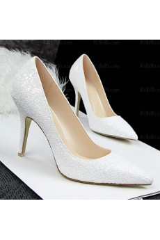 Cheap White Stiletto Heel Prom Shoes with Sequins (High Heel)