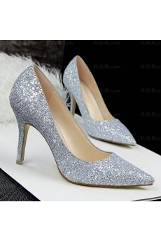 Fashion Silver Stiletto Heel Prom Shoes with Sequins (High Heel)