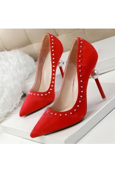 Cheap Red Stiletto Heel Prom Shoes with Rivet (High Heel)