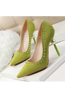 Cheap Green Stiletto Heel Prom Shoes with Rivet (High Heel)
