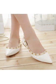 Cheap White Flat Party Shoes with Rivet (Flat)