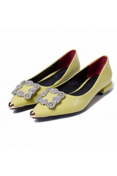 Ladies Elegant Fashion Yellow Flat Party Shoes for Sale (Flat)