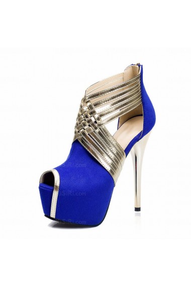 Cheap Blue Peep Toe Stiletto Heel Party Shoes (High Heel)