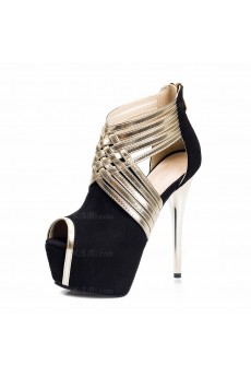 Fashion Black Peep Toe Stiletto Heel Party Shoes for Sale (High Heel)