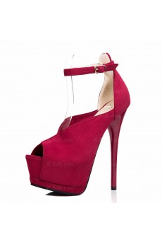 Fashion Wine Red Peep Toe Stiletto Heel Party Shoes (High Heel)
