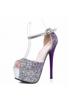 Cheap Purple Peep Toe Stiletto Heel Party Shoes (High Heel)