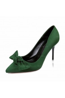 Fashion Green Stiletto Heel Party Shoes with Bowknot (High Heel)