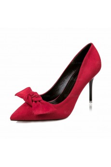 Best Wine Red Stiletto Heel Party Shoes with Bowknot (High Heel)