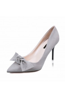 Discount Grey Stiletto Heel Party Shoes with Bowknot (High Heel)