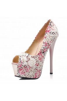 Discount Pink Peep Toe Stiletto Heel Evening Shoes (High Heel)