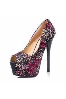 Best Black Peep Toe Stiletto Heel Evening Shoes for Sale (High Heel)