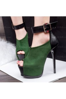 Green Peep Toe Stiletto Heel Evening Shoes for Sale (High Heel)