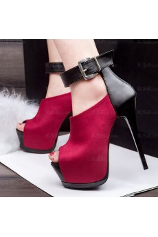 Ladies Cheap Red Peep Toe Stiletto Heel Evening Shoes (High Heel)
