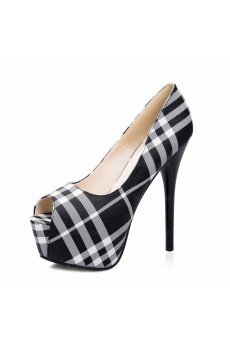 Cheap Black Peep Toe Stiletto Heel Evening Shoes for Sale (High Heel)