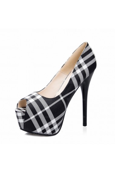 Cheap Black Peep Toe Stiletto Heel Evening Shoes for Sale (High Heel)