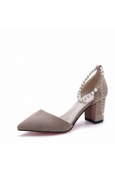 Discount Apricot Chunky Heel Party Shoes with Beaded (Mid Heel)