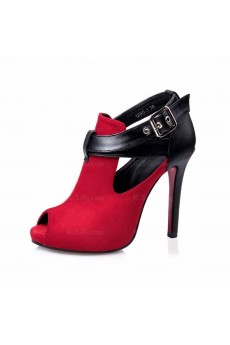 Fashion Red Peep Toe Stiletto Heel Party Shoes (High Heel)
