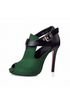 Discount Green Peep Toe Stiletto Heel Party Shoes (High Heel)