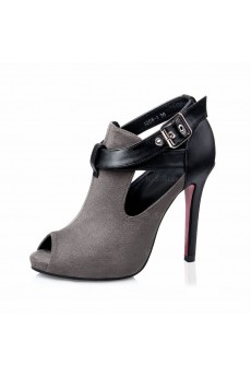 Ladies Cheap Grey Peep Toe Stiletto Heel Party Shoes (High Heel)