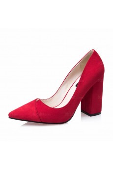 Ladies Cheap Red Chunky Heel Party Shoes (High Heel)