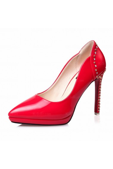 Fashion Red Pointed Toe Stiletto Heel Prom Shoes with Rhinestone (High Heel)