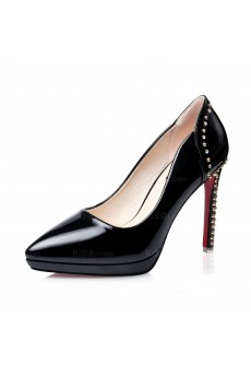 Discount Black Pointed Toe Stiletto Heel Prom Shoes with Rhinestone (High Heel)