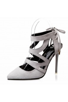 Discount Grey Pointed Toe Stiletto Heel Party Shoes On Sale (High Heel)