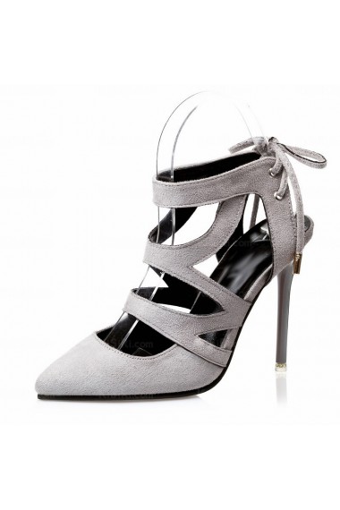 Discount Grey Pointed Toe Stiletto Heel Party Shoes On Sale (High Heel)