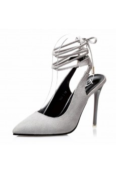 Fashion Grey Pointed Toe Stiletto Heel Party Shoes On Sale (High Heel)