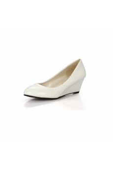 Best White Pointed Toe Wedge Heels Party Shoes  for Sale (Mid Heel)