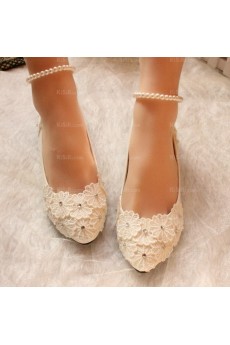 Cheap Comfortable Lace Bridal Wedding Shoes with Pearl