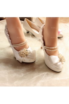 Elegant Wedding Bridal Shoes with Pearl and Rhinestone