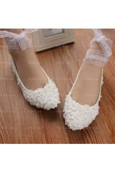 Cheap Comfortable Wedding Bridal Shoes with Pearl and Small Flower