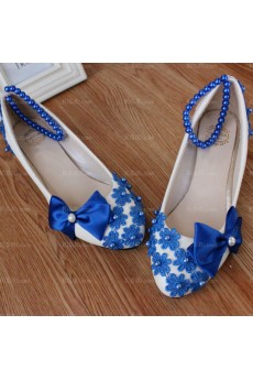 Stylish Lace Bridal Wedding Shoes with Bowknot and Pearl