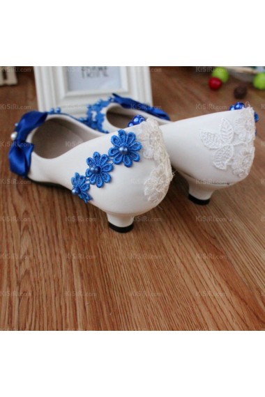 Stylish Lace Bridal Wedding Shoes with Bowknot and Pearl