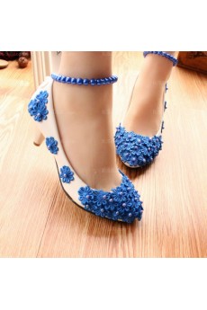 Elegant Wedding Bridal Shoes with Small Flower and Pearl