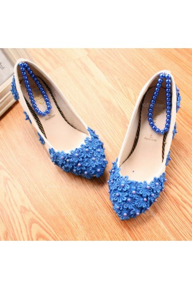 Elegant Wedding Bridal Shoes with Small Flower and Pearl