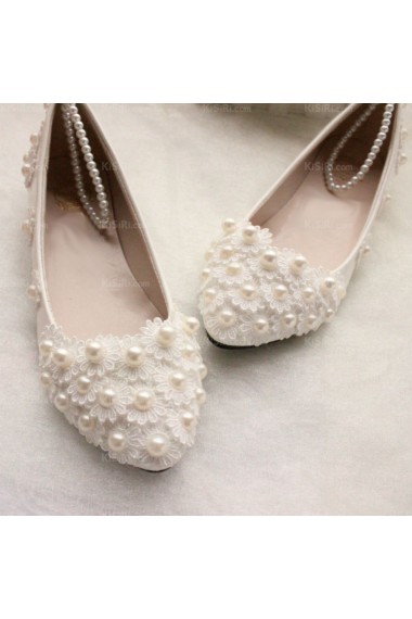 Discount Lace Bridal Wedding Shoes with Flower and Pearl