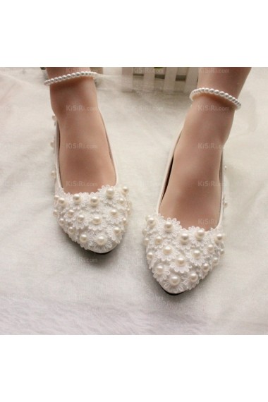 Discount Lace Bridal Wedding Shoes with Flower and Pearl