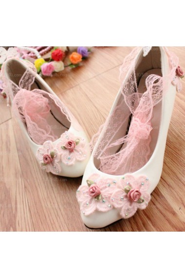 Elegant Lace Bridal Wedding Shoes with Flower 