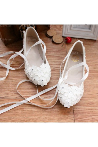 Cheap Comfortable Wedding Bridal Shoes with Rhinestone Ribbons