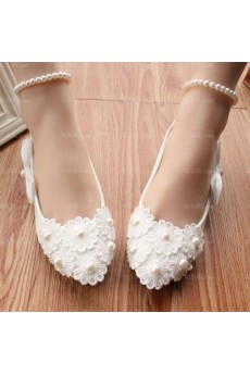 Elegant Wedding Bridal Shoes with Bowknot and Pearl
