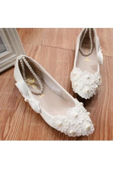 Elegant Wedding Bridal Shoes with Bowknot and Pearl