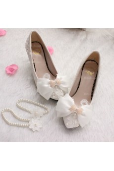 Cheap Comfortable Wedding Bridal Shoes with Bowknot Pearl