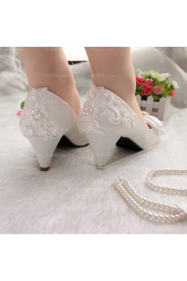 Cheap Comfortable Wedding Bridal Shoes with Bowknot Pearl