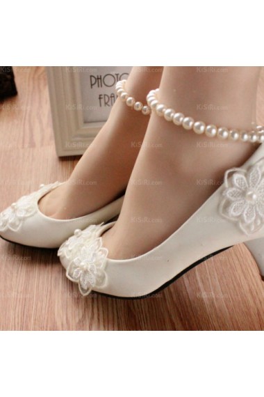 Best Lace Bridal Wedding Shoes with Flower and Pearl