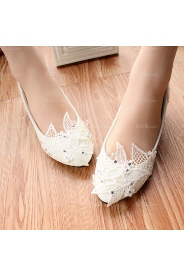 Cheap Lace Bridal Wedding Shoes with Flower and Rhinestone