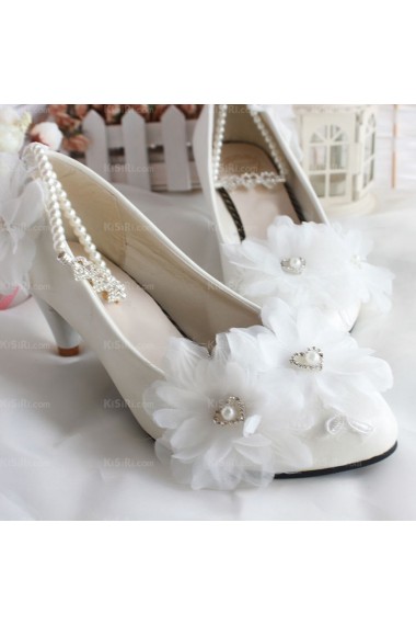 Cheap Wedding Bridal Shoes with Hand-made Flower Pearl
